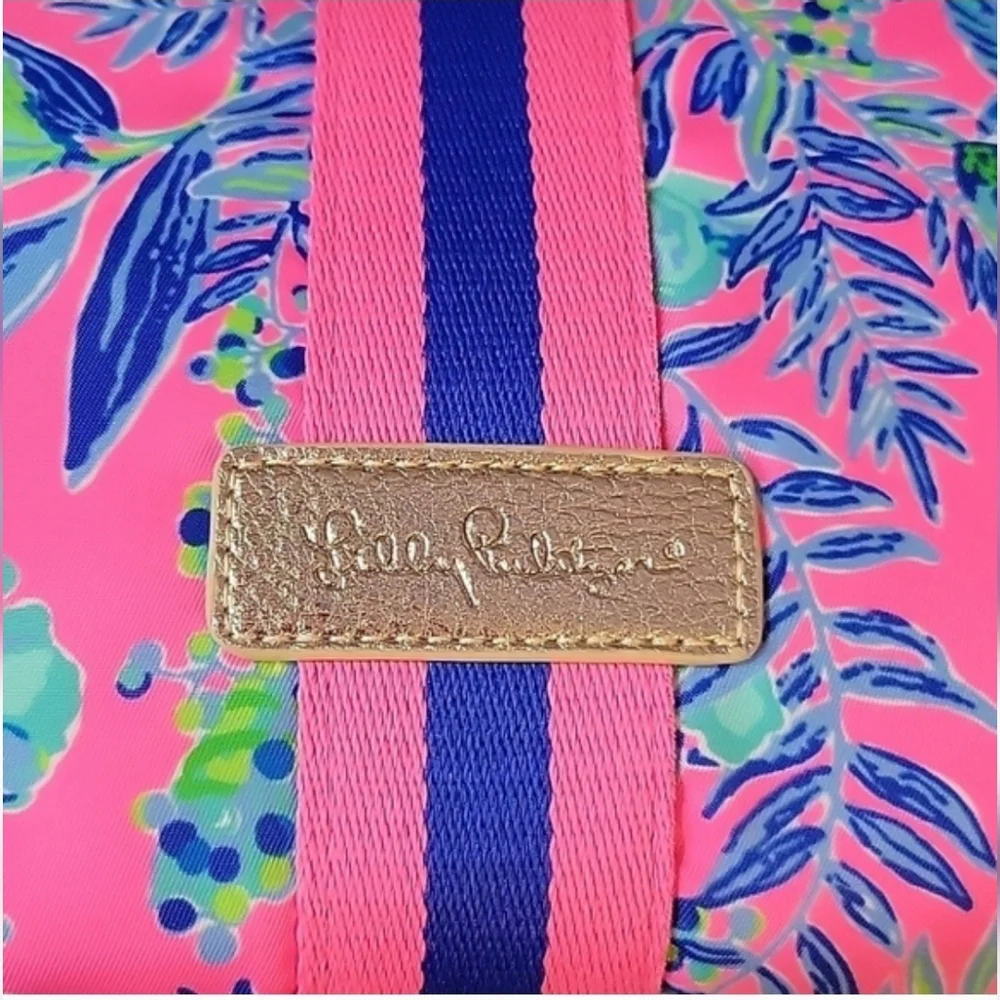 Lilly Pulitzer Thompson Double Section Pouch Pink Isle Lil Earned Stripes NEW